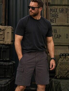 Wear First Cargo Shorts Mens 38 Black Outdoor Hiking Utility Tactical Stretch